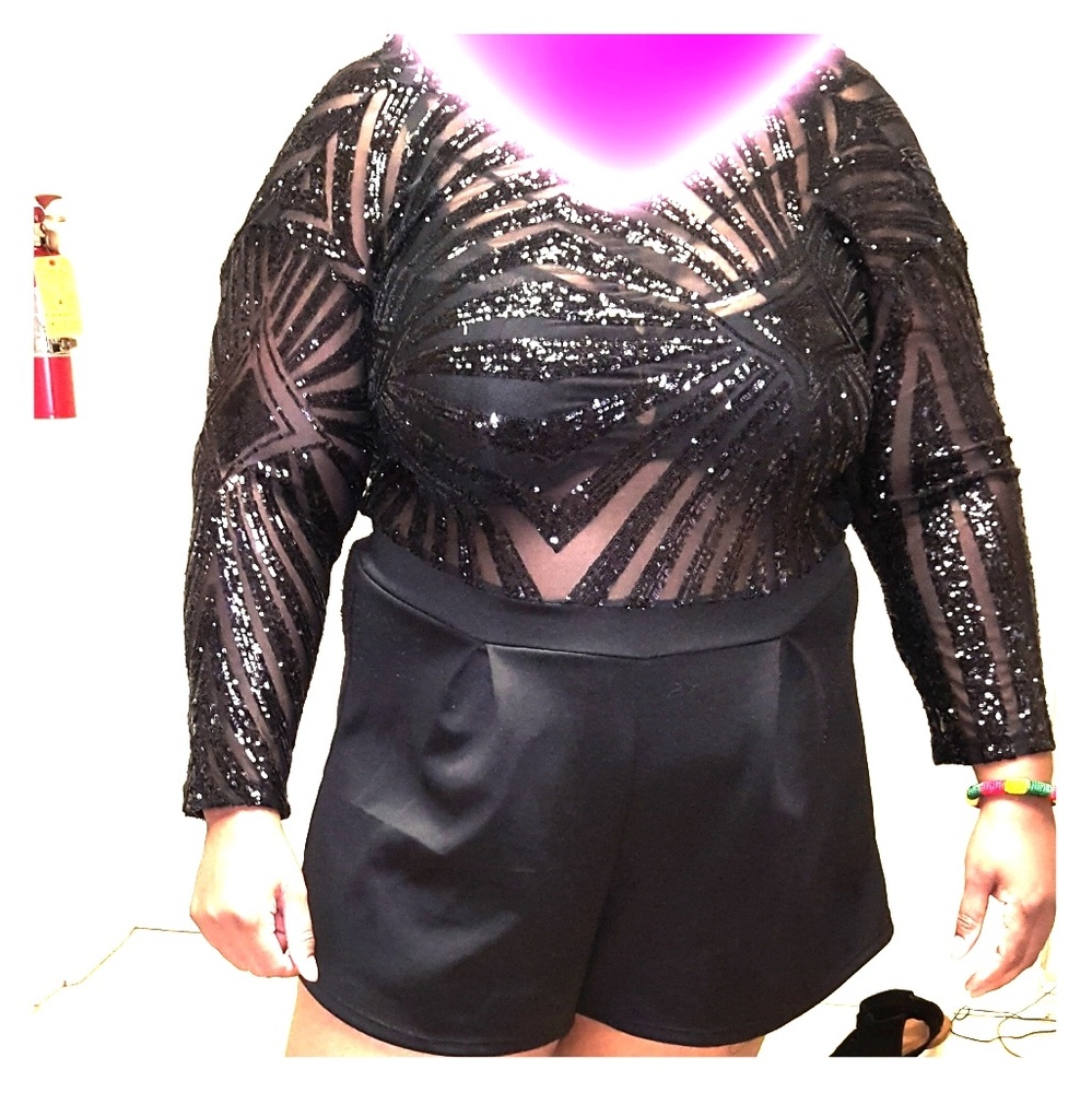 Black sequin romper 3x