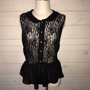 Lace high low tank top