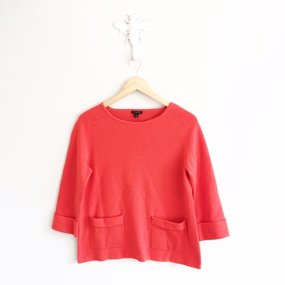 Ann Taylor Sweaters - Ann Taylor Red Mod 3/4 Sleeve Cropped Sweater