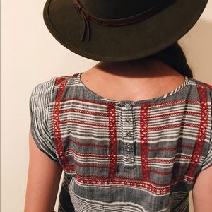 Boho stripe embroidered top