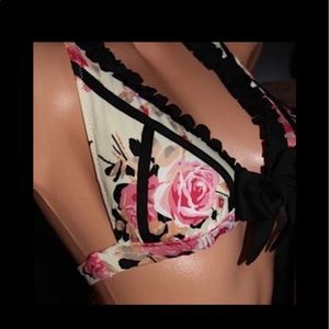 Betsey John bikini pink black rose vintage print