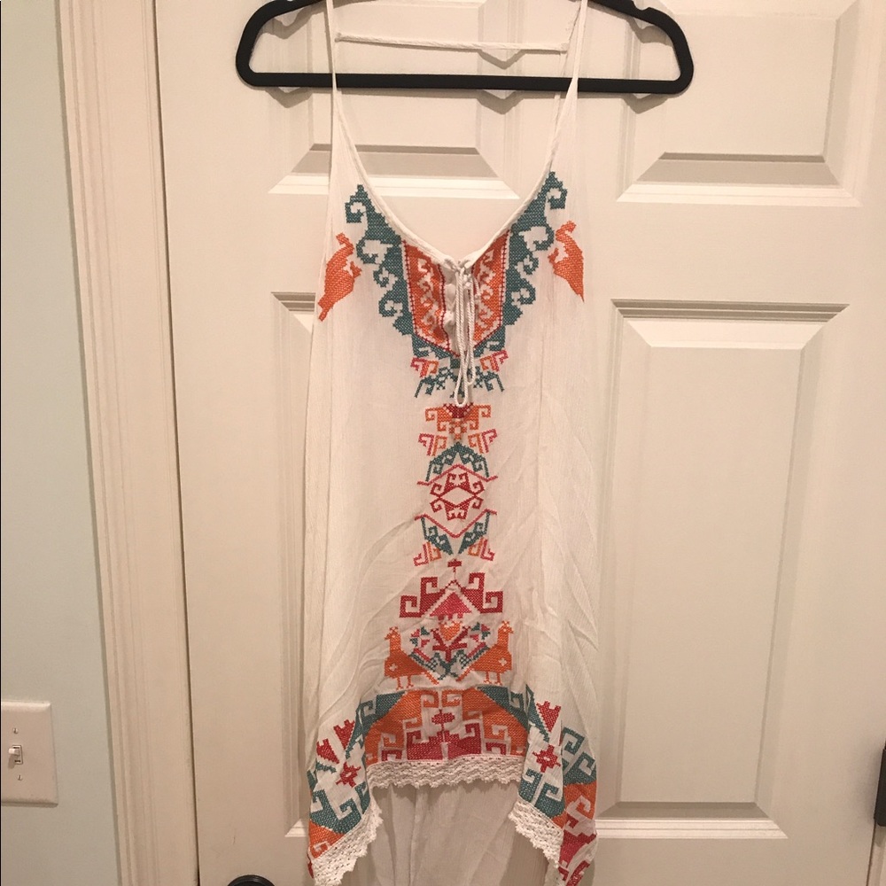 Embroidered high low dress
