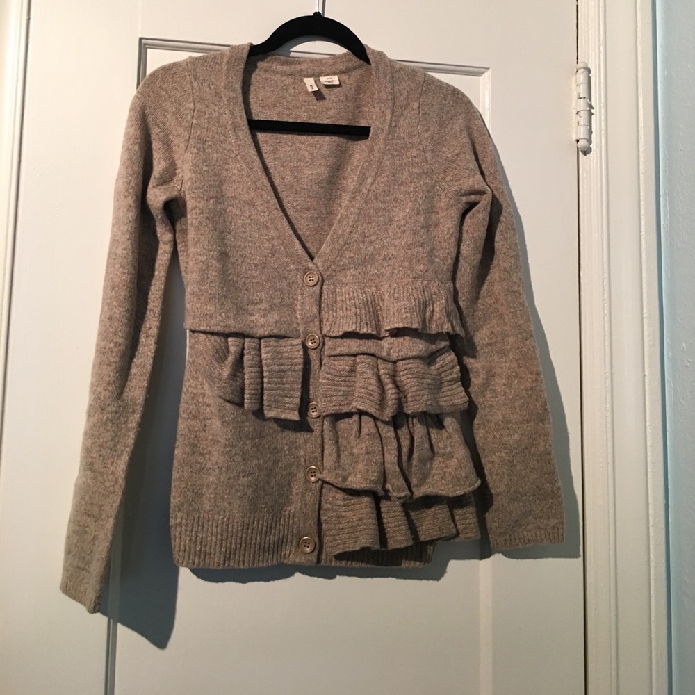 --SOLD -- Anthropologie Ruffle Cardigan - Picture 2 of 5