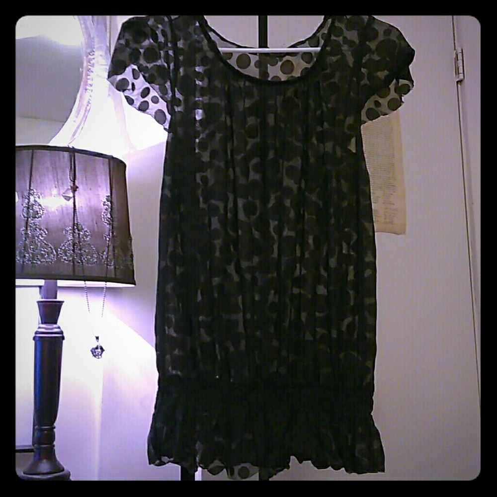 Cute polka-dot black on black sheer top