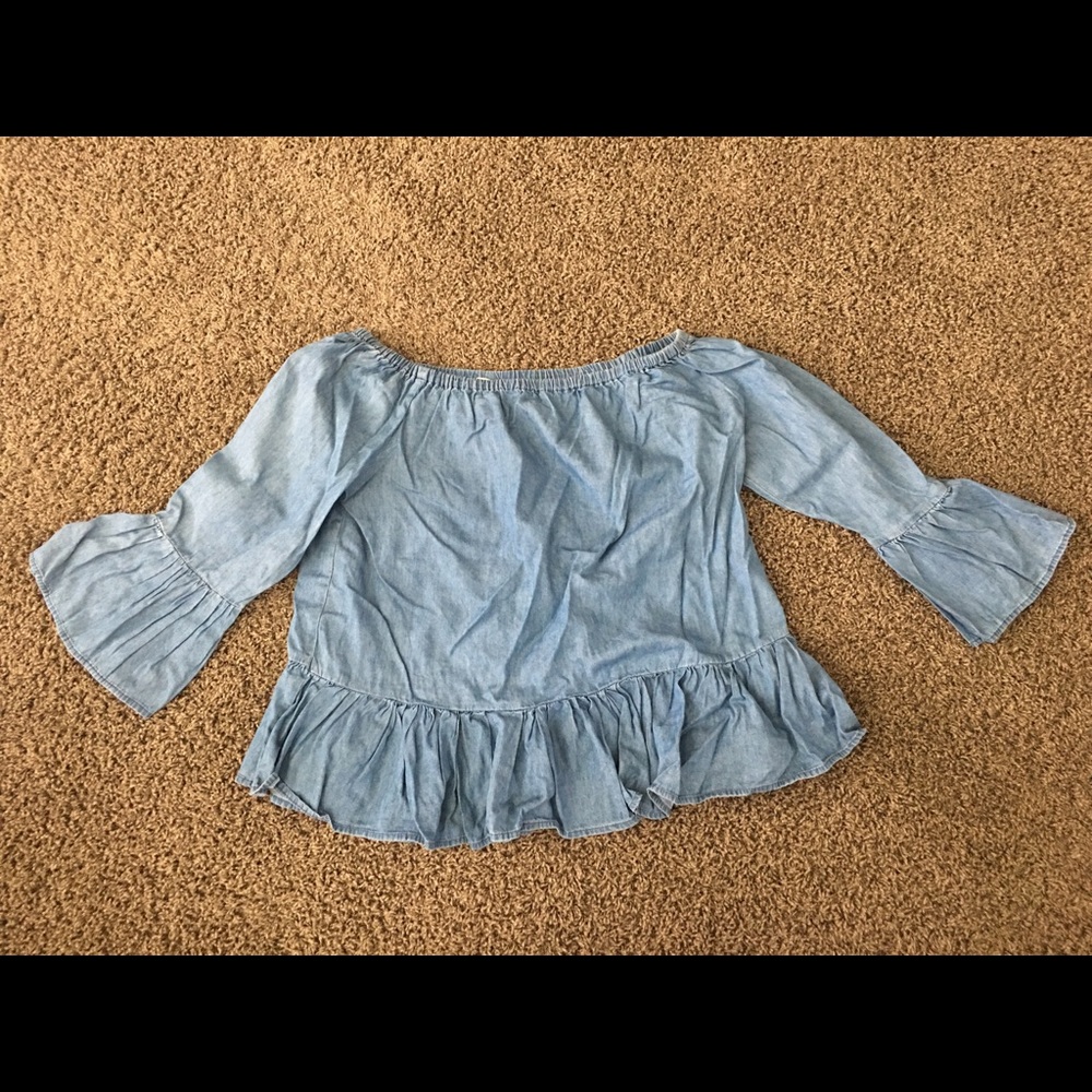 Charming Charlie Off the Shoulder Denim Blouse