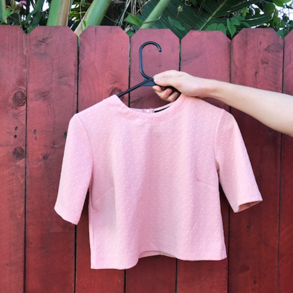 Pink crop top with zipper back