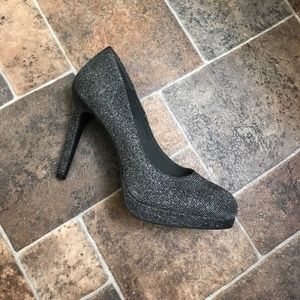 Silver sparkle heels