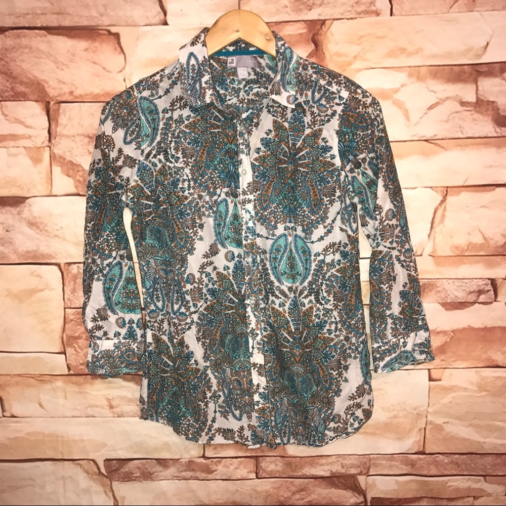 JCP Womens Small blue paisley print Top