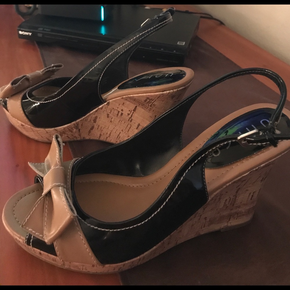 Black Patton Wedge Shoes