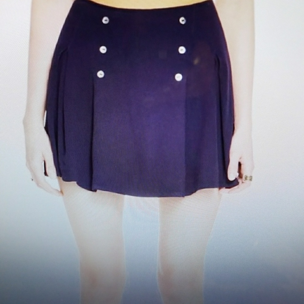 NWT  Free People "Lovers Lane" Pleated Navy Skirt