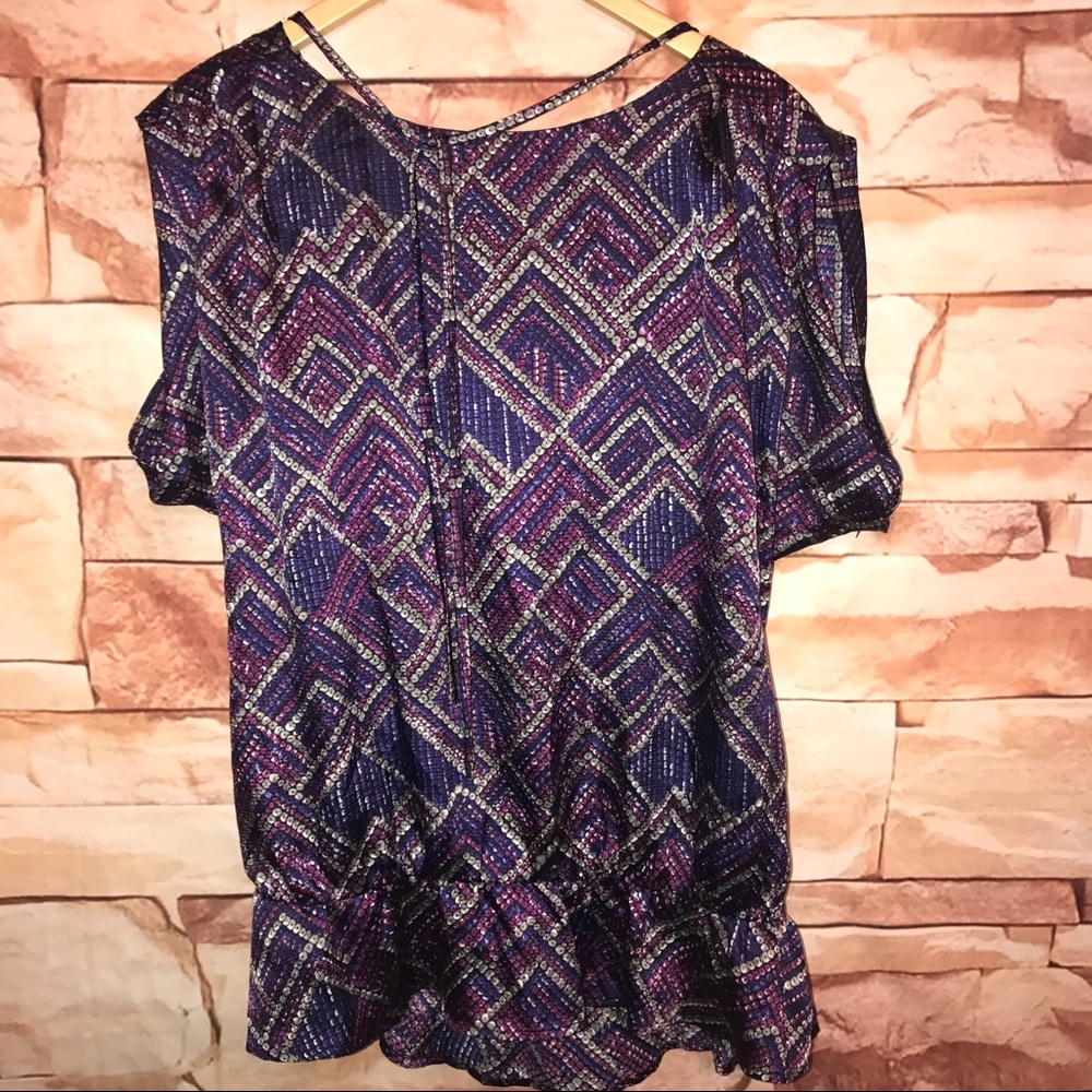 Fred David peplum purple blouse Large