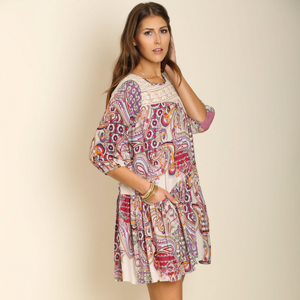 Umgee Tops - Umgee Peasant chrochet detail Dress Umgee Tops - Umgee Peasant chrochet detail Dress