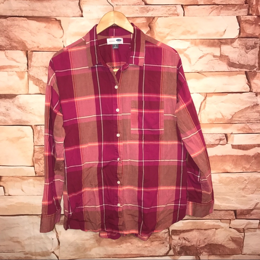 Women's Old Navy Boyfriend Button Down Shirt large
