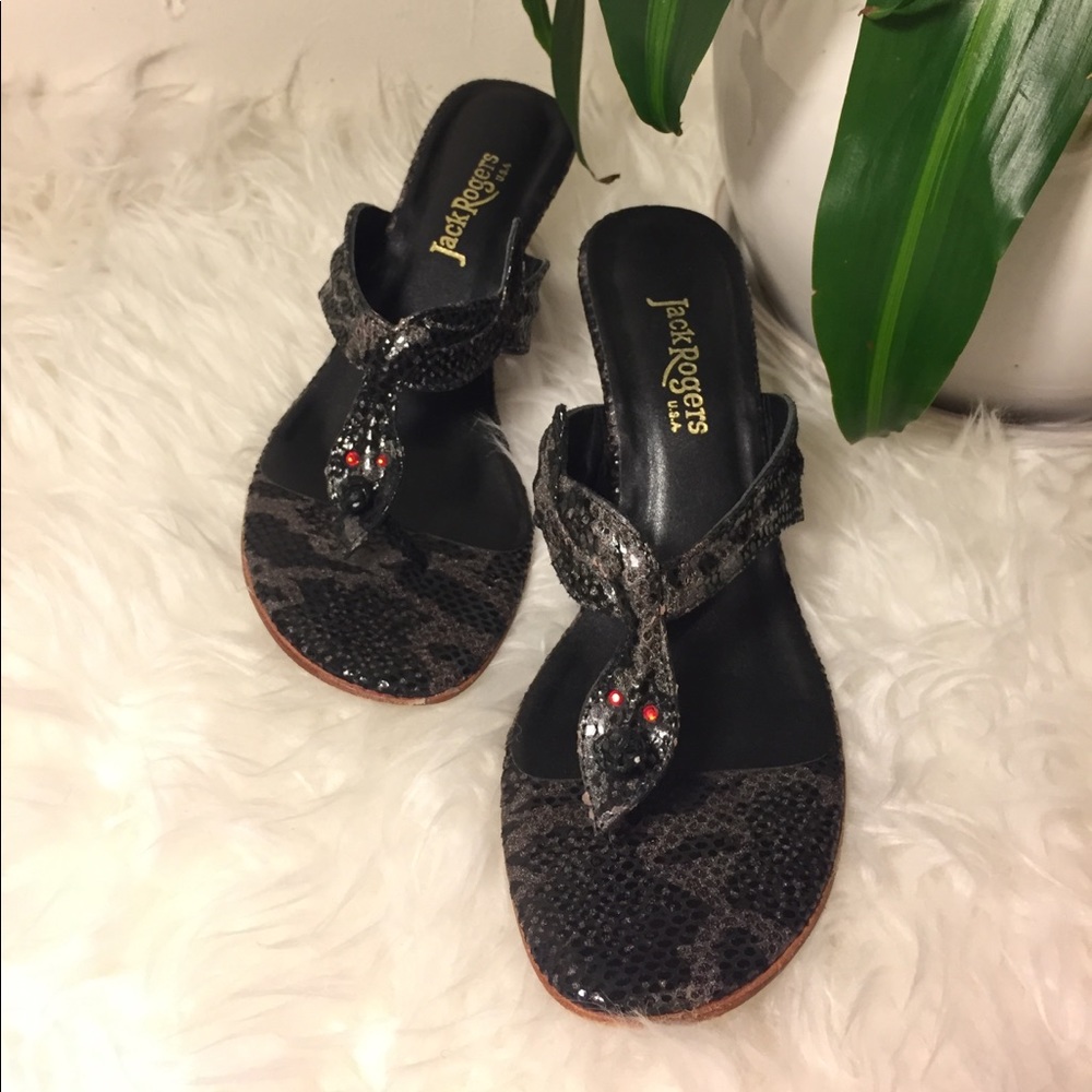 RARE! Jack Rogers Pitone Suede Snakeskin Wedge