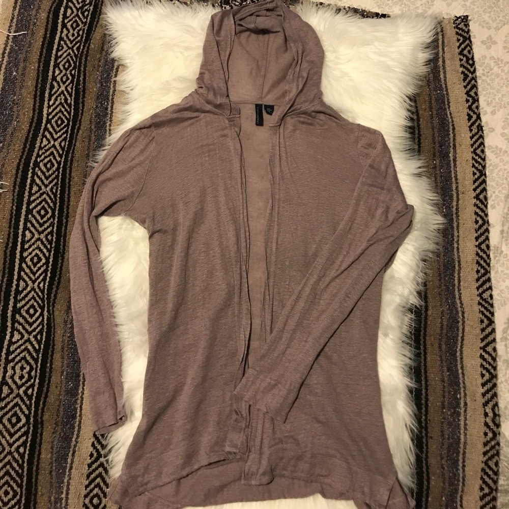 CYNTHIA ROWLEY Open Front Linen Hoodie