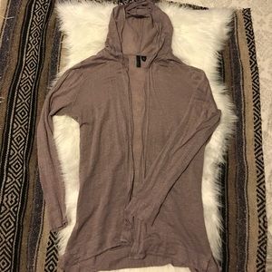 CYNTHIA ROWLEY Open Front Linen Hoodie