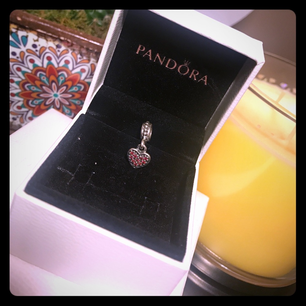 Authentic Pandora Charm - Dangling Pink Heart