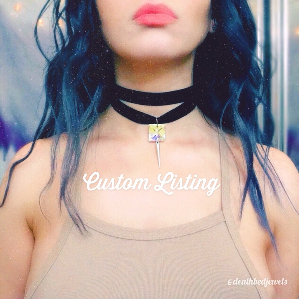 ⚡Custom Listing⚡ Hologram Gem Spike Choker/Earrings