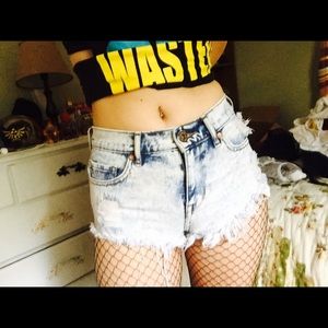 High waisted acid wash cutoffs