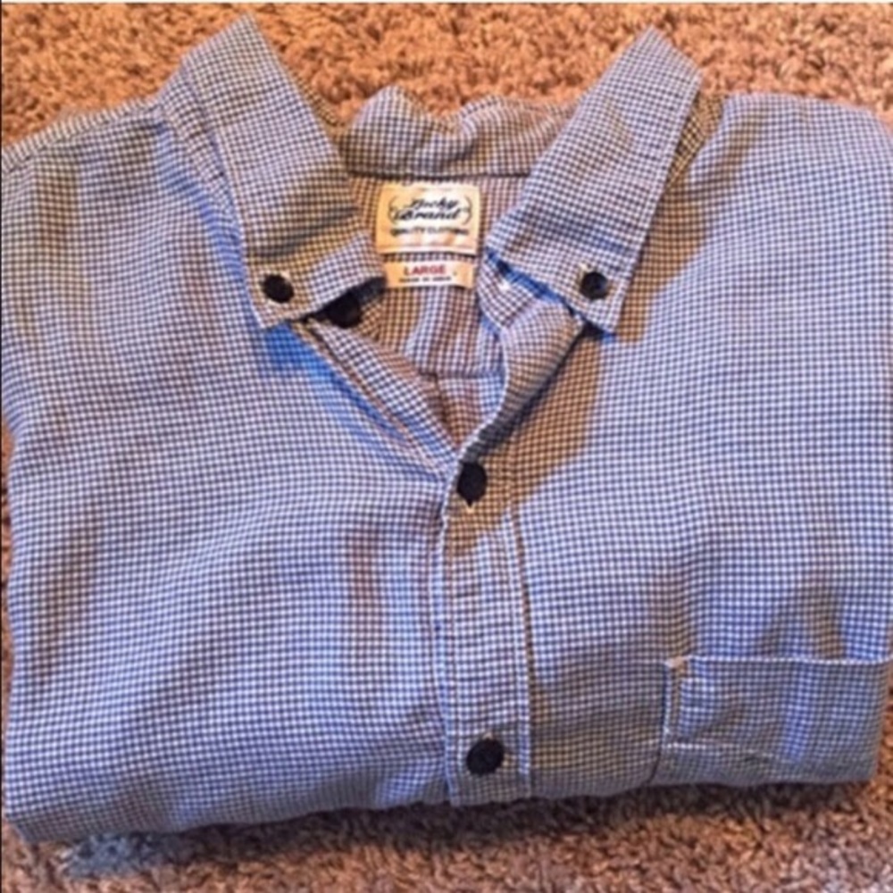 Lucky Brand houndstooth navy top, size large