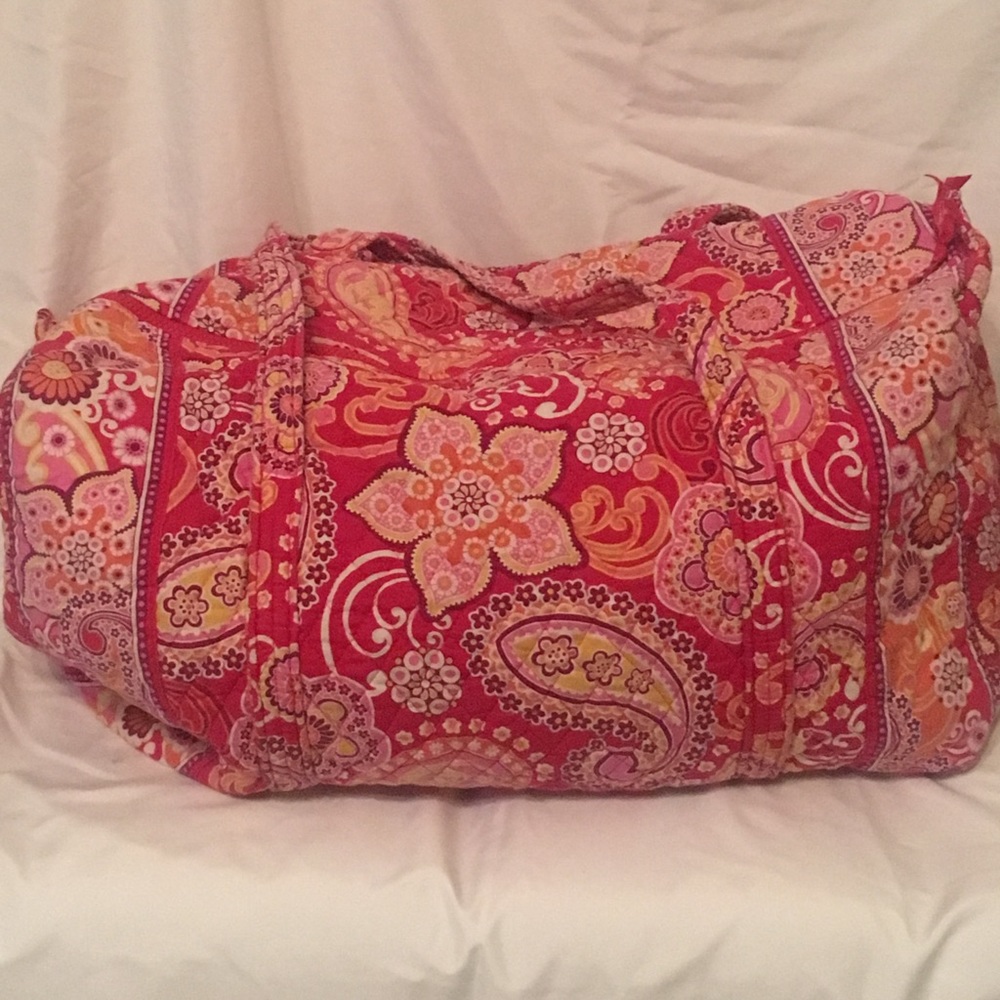 Large Pink/Yellow Paisley Vera Bradley Duffle