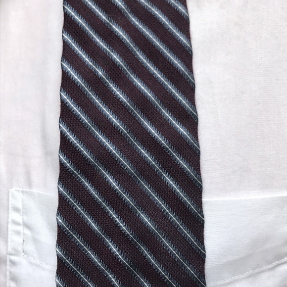 Burgundy striped silk tie by Calvin Klein - Picture 2 of 3