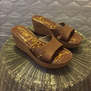 EUC Sam Edelman Leather & Cork Reid Wedges