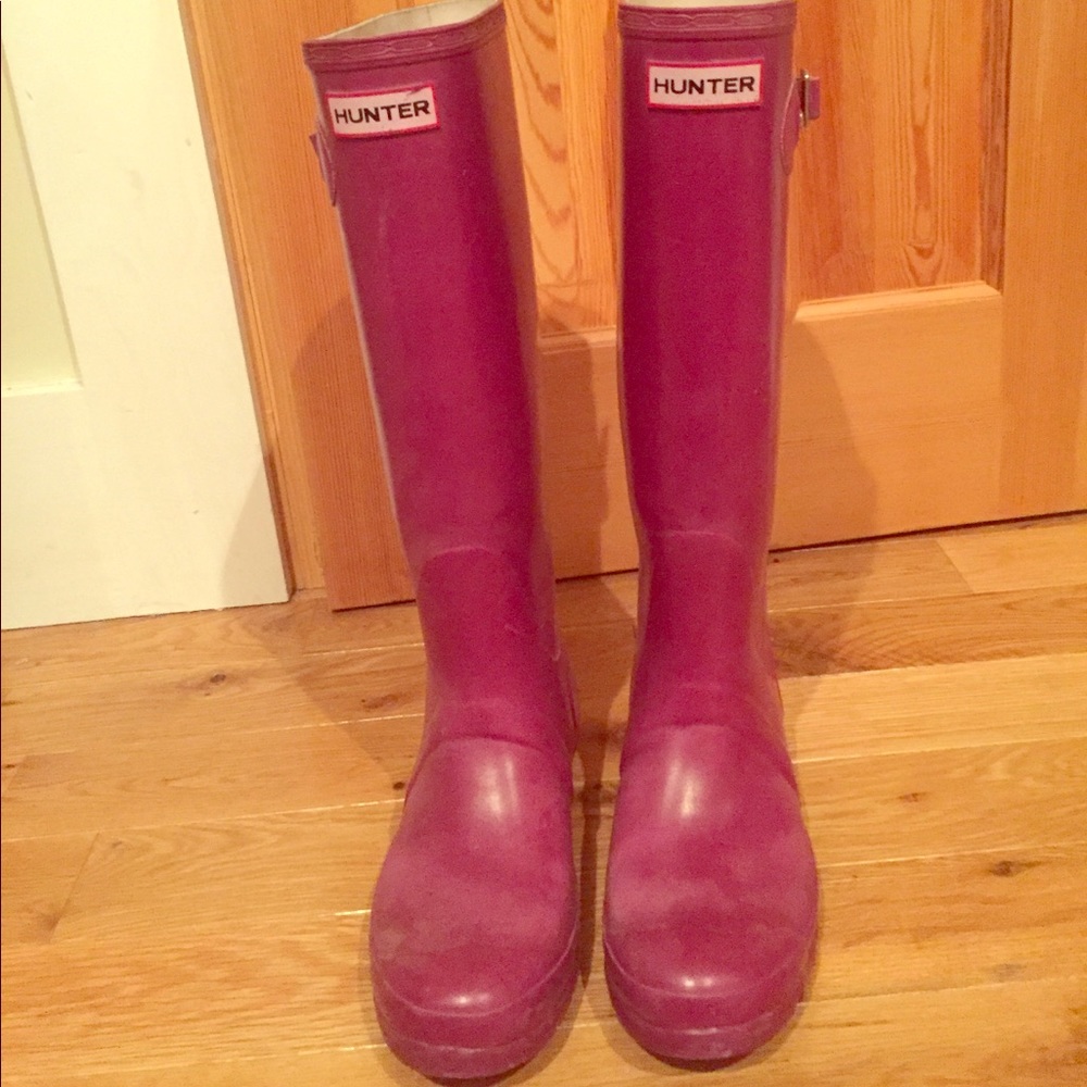 Purple hunter rain boots