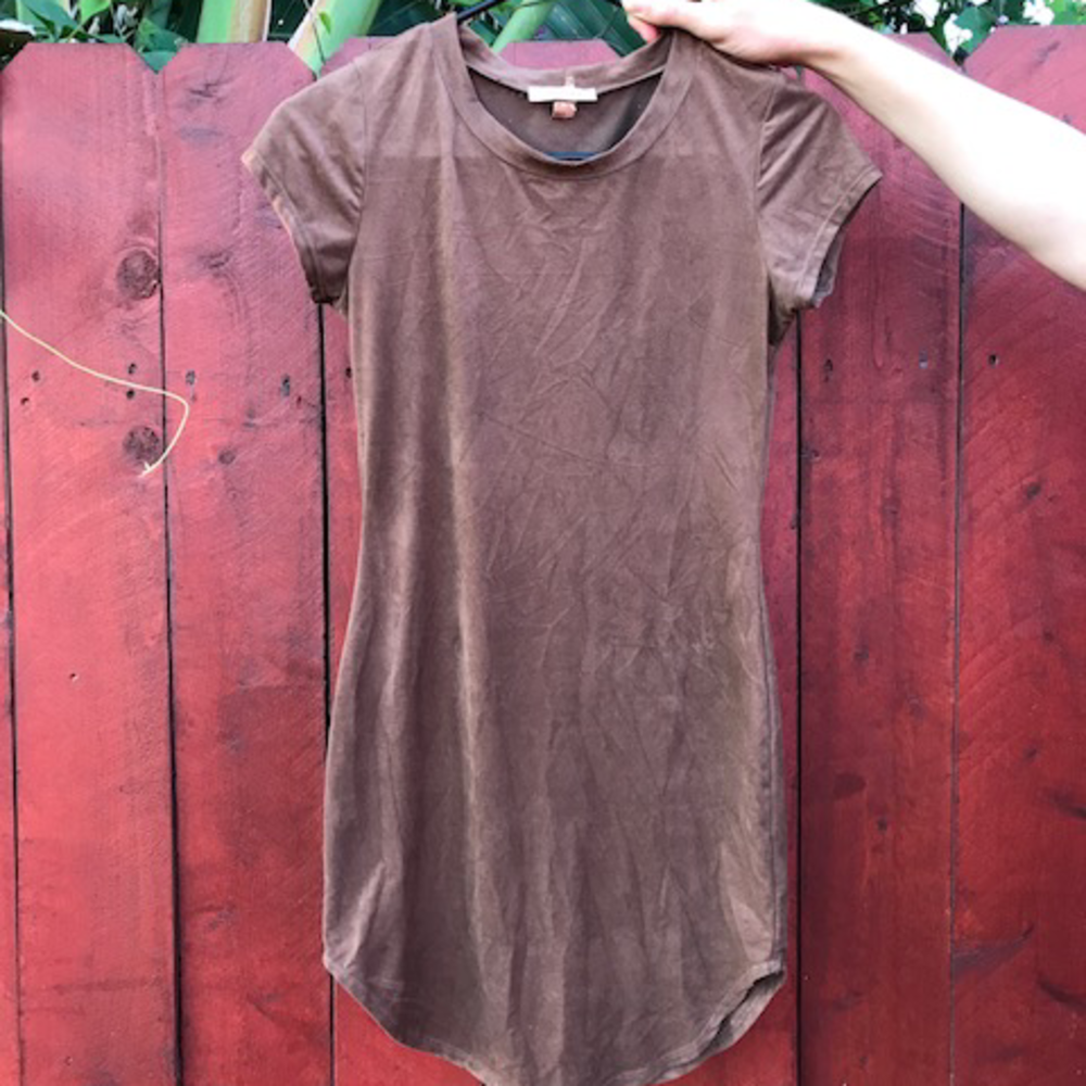 Skin tight suede brown dress