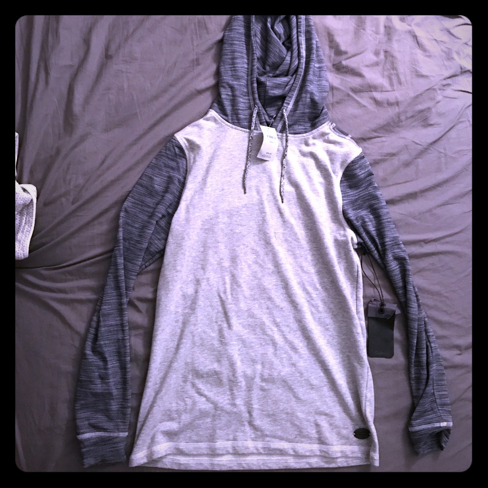 Men's small, grey/navy hooded sweatshirt