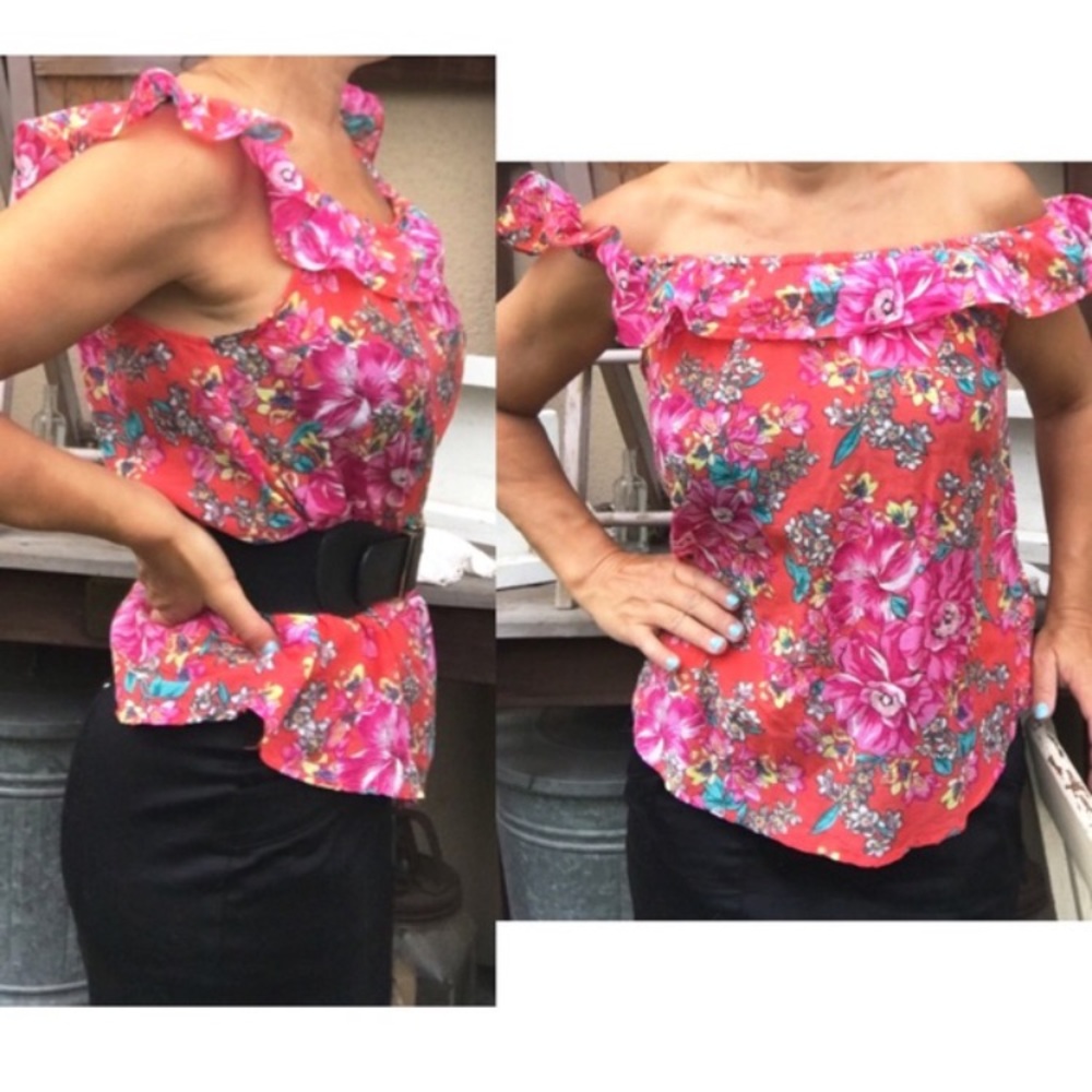 SILK Roxy Floral Ruffled Blousy and Bright Tank - Picture 2 of 4
