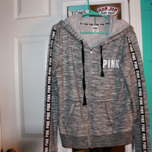 Pink  Victoria Secret gray zip up sweater