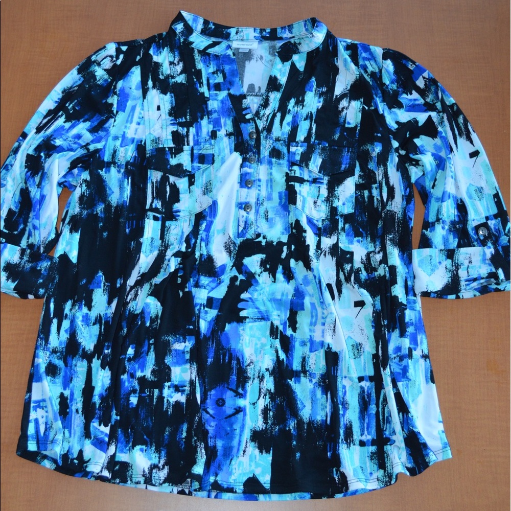 Blue button down Avenue blouse