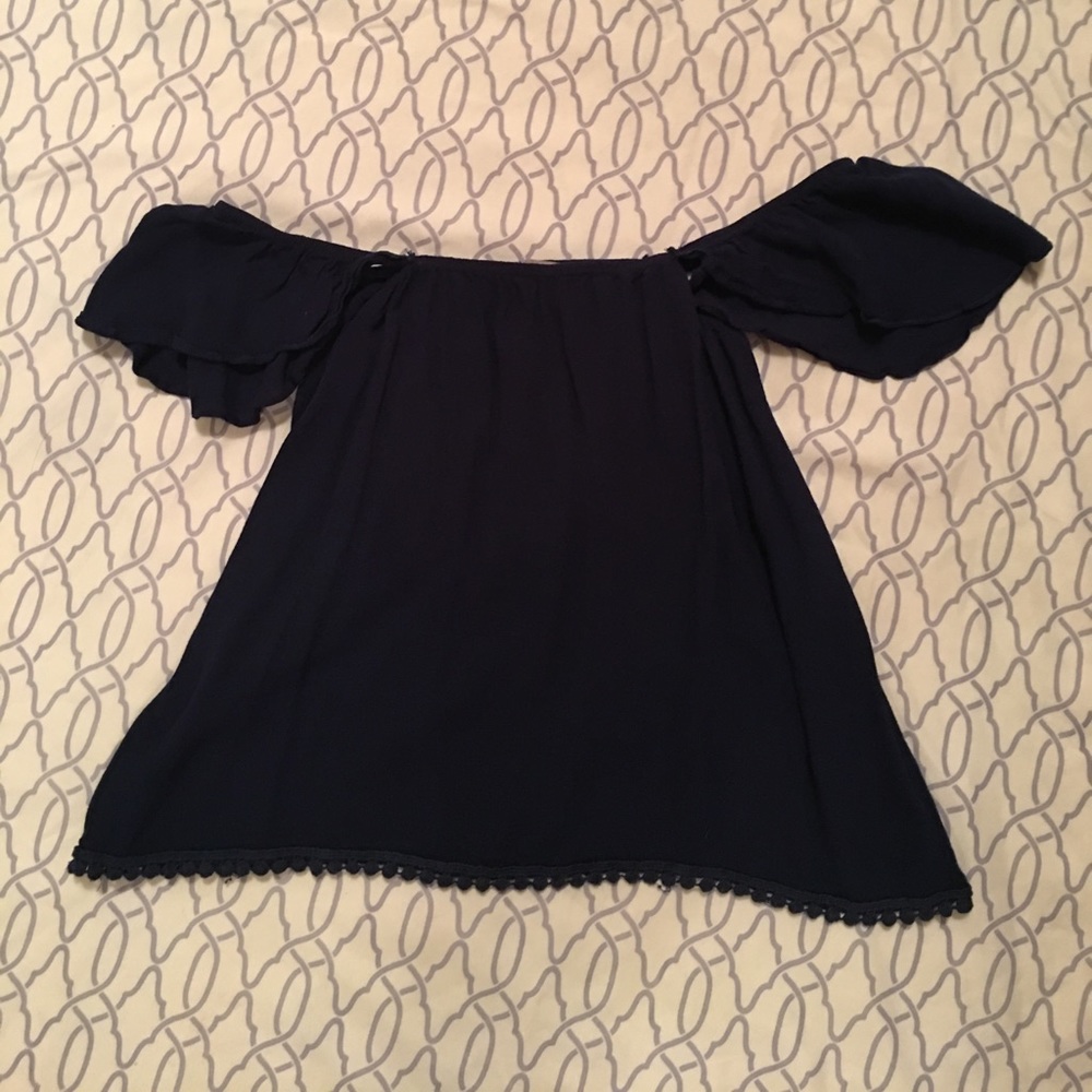Navy Blue Off-the-Shoulder Top