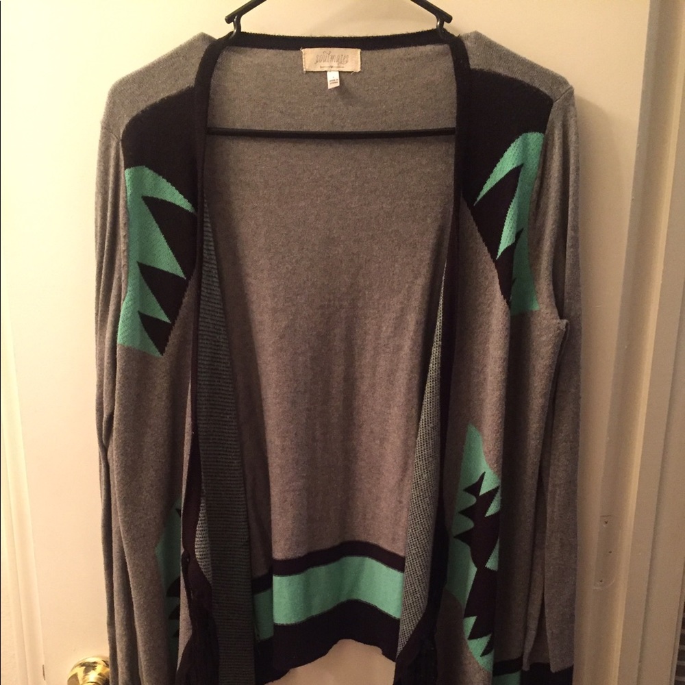 Mint and gray cardigan