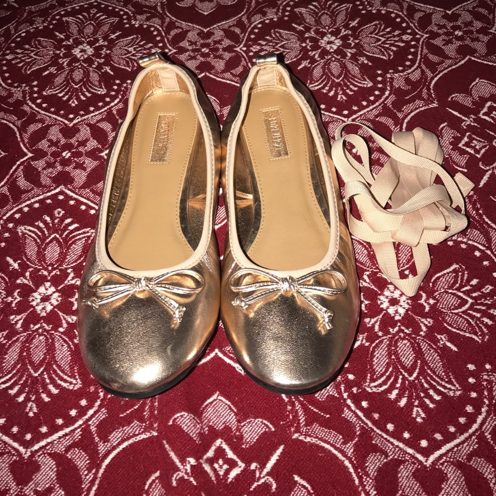 Rose Gold Ballet Flats w Laceup Ribbon BRAND NEW
