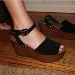 Seychelles black platform wedge