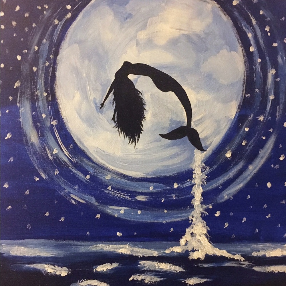 ORIGINAL ARTWORK Acrylic on Canvas -Mermaid Moon