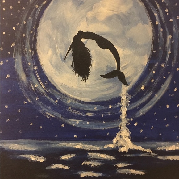 ORIGINAL ARTWORK Acrylic on Canvas -Mermaid Moon