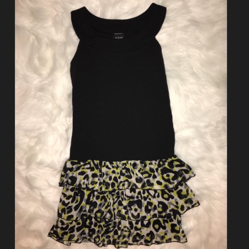 Girls size 16 Black and green cheeta dress!