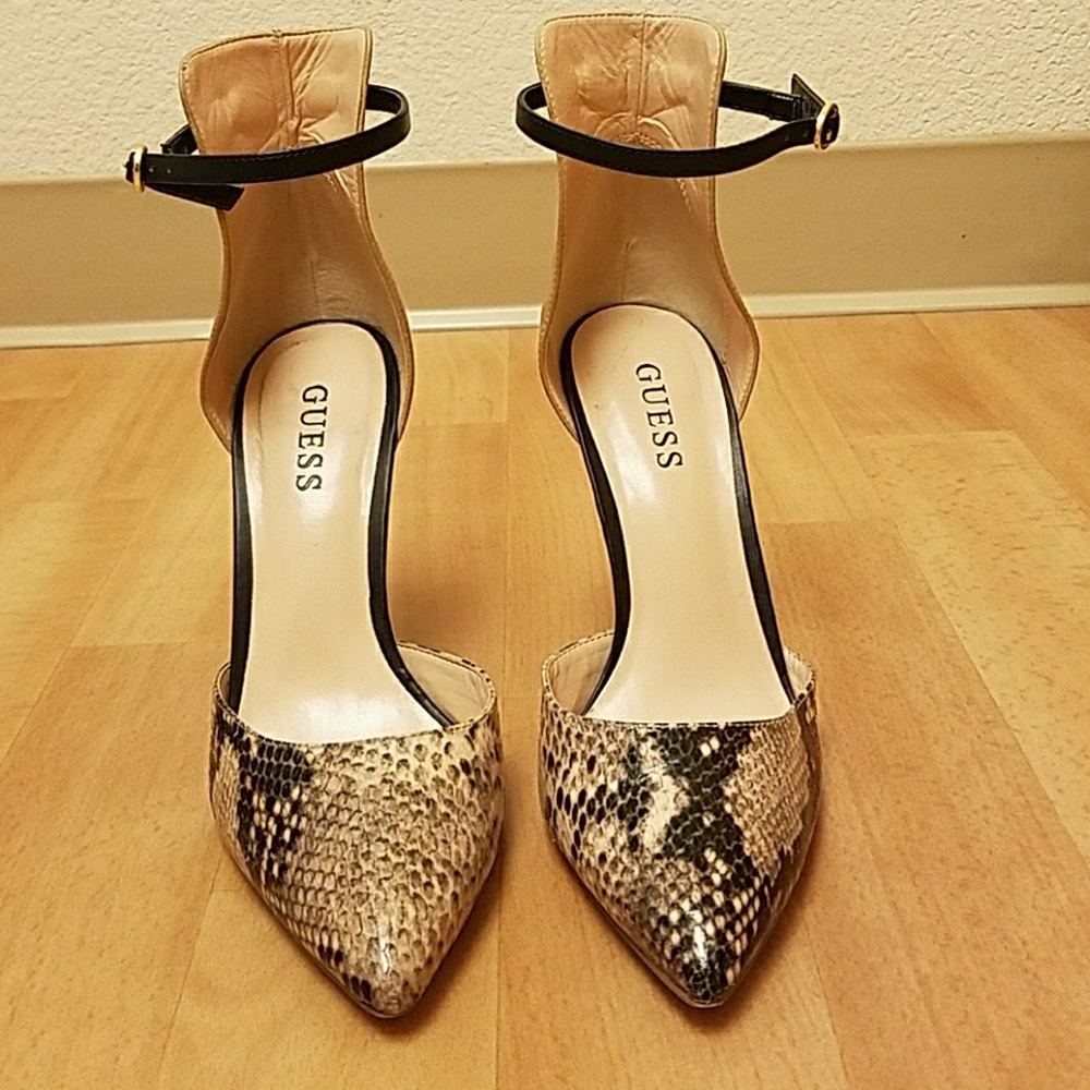 4" Guess Leather Snake Print Heels