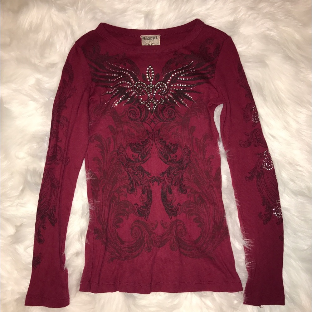 Pink Fleur-de-lis rhinestoned shirt