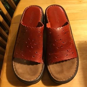Leather Burgundy Tall Slide Shoes