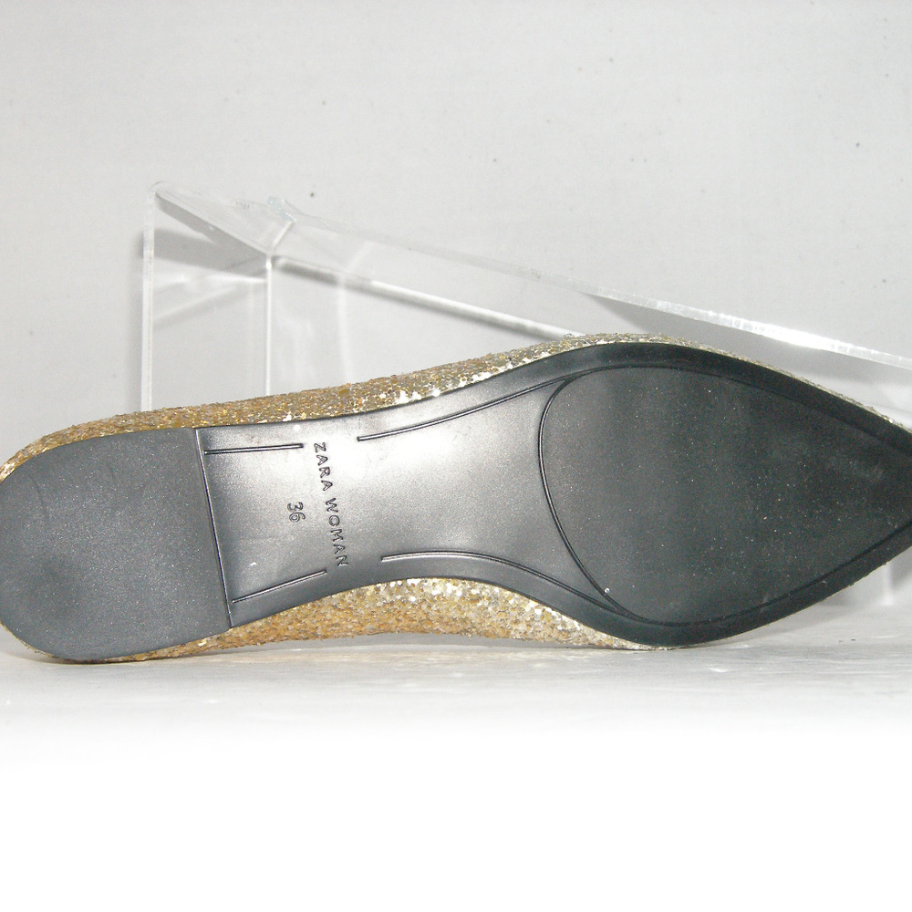 Zara Woman ombre metallic silver gold flats 6/6.5 - Picture 8 of 8