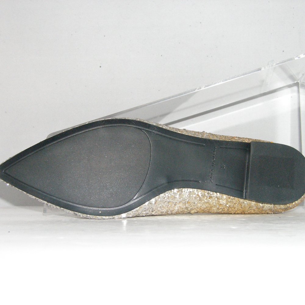 Zara Woman ombre metallic silver gold flats 6/6.5 - Picture 7 of 8