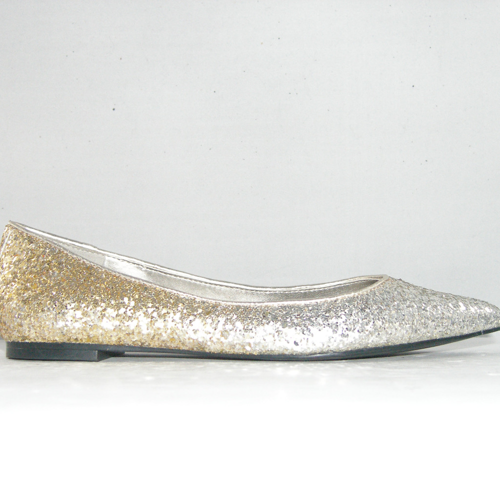 Zara Woman ombre metallic silver gold flats 6/6.5 - Picture 5 of 8