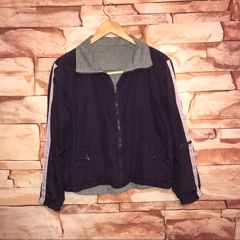 Women purple gray tracksuit Jacket Reversible M-L