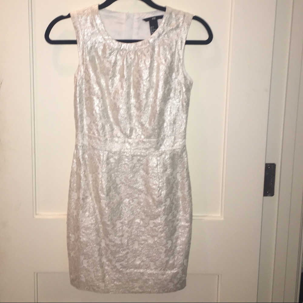 White metallic dress