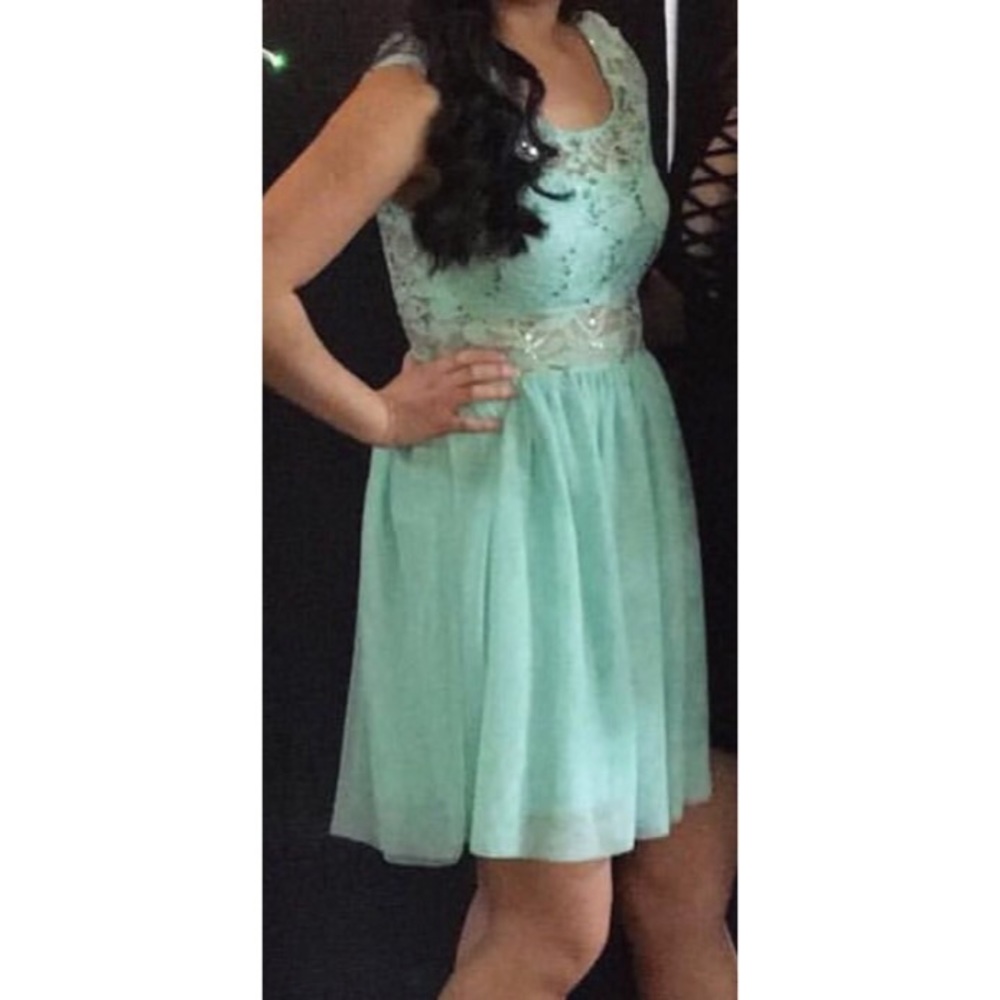 Mint Green Sparkly Formal Dress - Picture 5 of 5