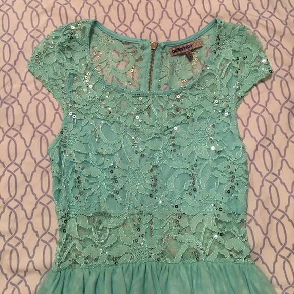 Mint Green Sparkly Formal Dress - Picture 3 of 5